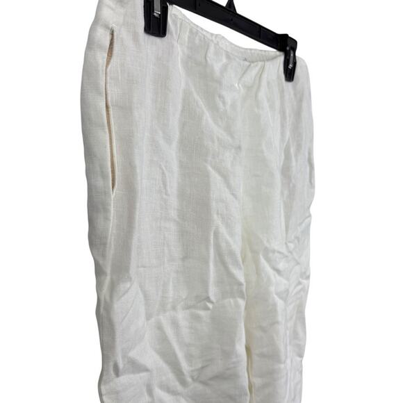 J Jill Love 100% Linen White Cropped Pull On Pants Elastic Waist Summer sz M - Picture 4 of 16